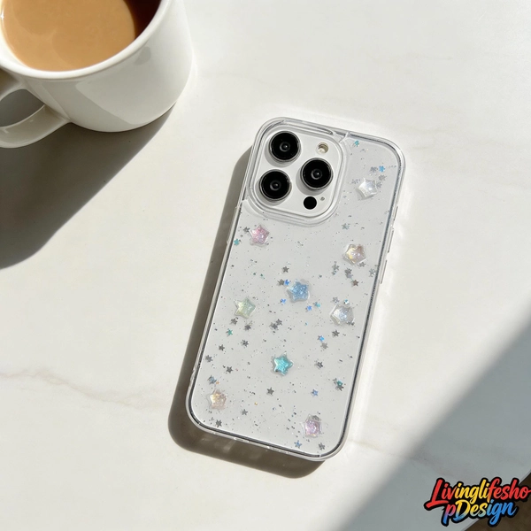 Coque pour iPhone à paillettes étoilées, coque de protection anti-chute scintillante cosmique, accessoire iPhone pour iPhone 17 Pro