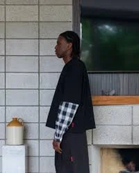 FLANNEL Layered T-Shirt (Black) - Large