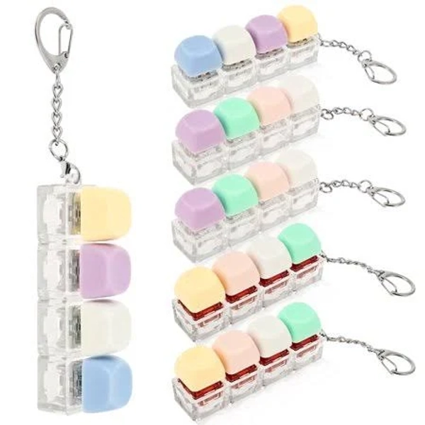 Thren 6 Pack Silent Clicker Keychain Stress Relief Clicker Toy Quiet Stress Relief Toy for Adult Reduce Tension at Work Traveling Ideal Present,