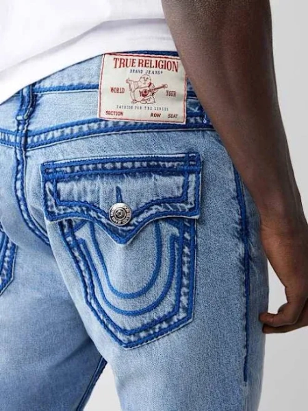 True Religion Men's Ricky Rope Stitch Flap Straight Jeans