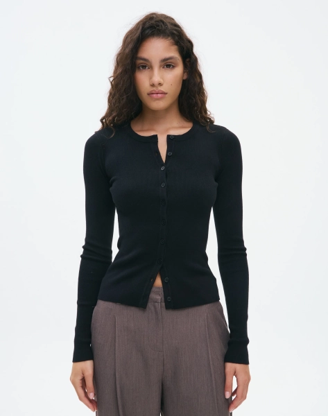 Rib Button Up Cardigan