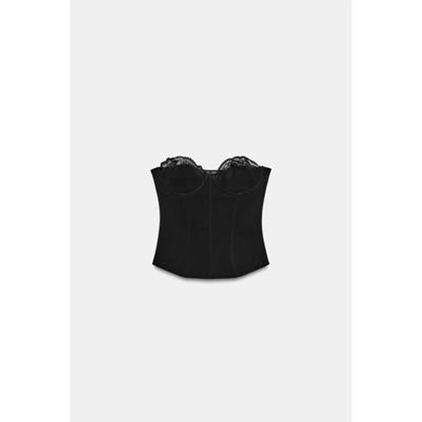 Zara - Stretch Lace Corset - Black - M - Woman