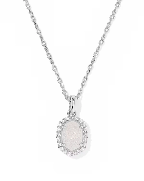 Daphne Silver Crystal Frame Short Pendant Necklace 