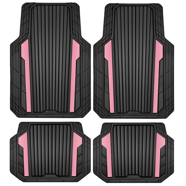Auto Drive Heavy Duty Two-Tone Rubber Car Floor Mats, Universal Trim to Fit - Black & Pink (4 ct) Delivery or Pickup Near Me - Instacart