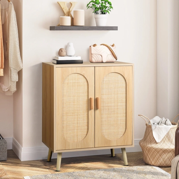 Bay Isle Home™ Rubenstein Modern Rattan 18 Pair Shoe Storage Cabinet & Reviews | Wayfair