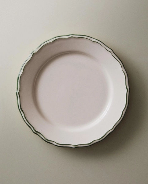 EARTHENWARE DESSERT PLATE WITH CONTRAST EDGE