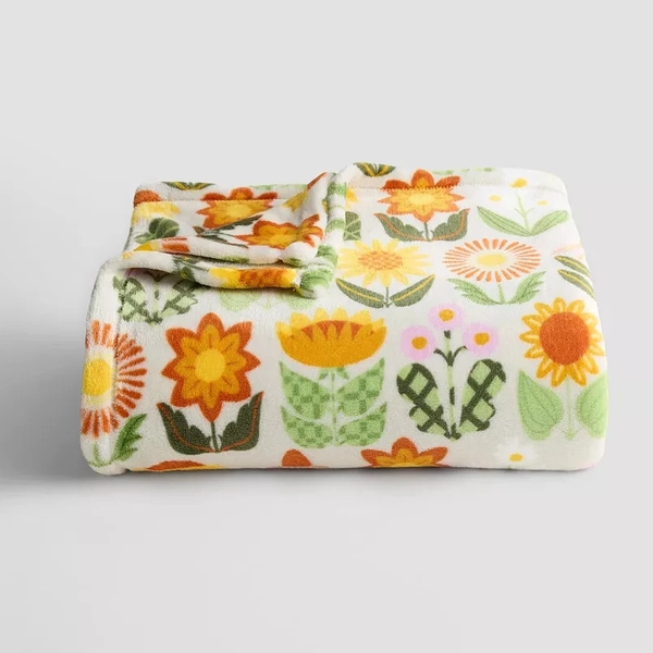 The Big One Sunflower Patch Floral Plush Fleece Throw Blanket 5x6 ft