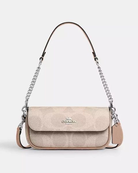 Silver/Sand/Taupe Hailey Flap Bag In Signature Canvas