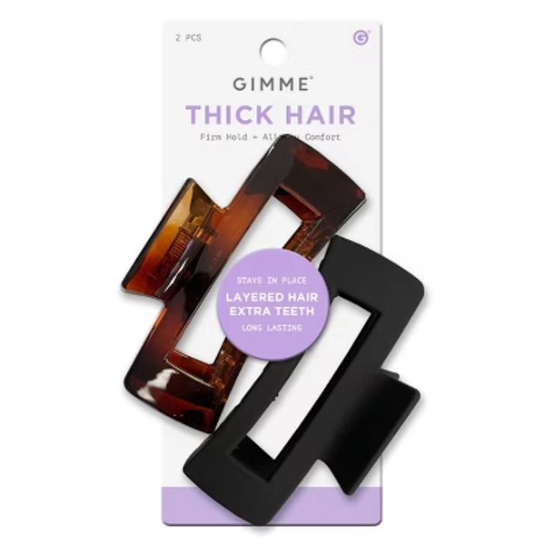 Gimme Beauty Rectangle Claw Clip - Black/Tortoise - 2pc