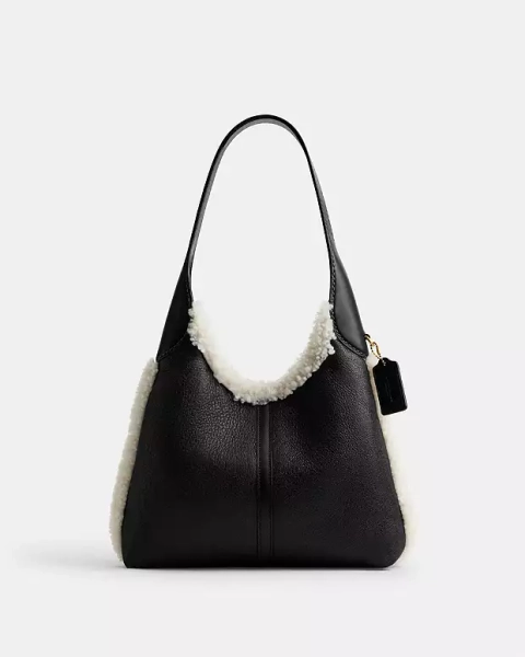 Brass/Black Natural Brooklyn Shoulder Bag 28 In Shearling