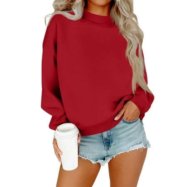Resicozy Oversized Sweatshirt for Women Crewneck Solid Color Pullover Soft Trendy Sweatshirt Plus Size Red M, Women's, Size: Medium