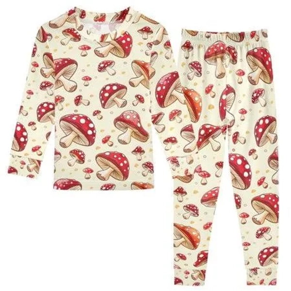 Joogoo Cartoon Mushrooms 2-Piece Cotton Pajama Set