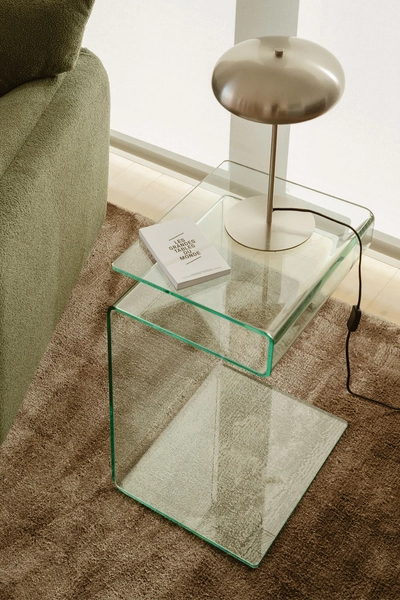 Table d'appoint rectangulaire 40x35 cm en verre Diora
