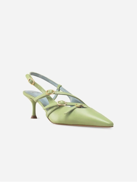 Alice Vegan Apple Leather Slingback Heels | Green - UK3 / EU36 / US5