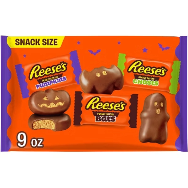 Reese's Peanut Butter Milk Chocolate Assorted Shapes Halloween Candy Snack Size - 9oz