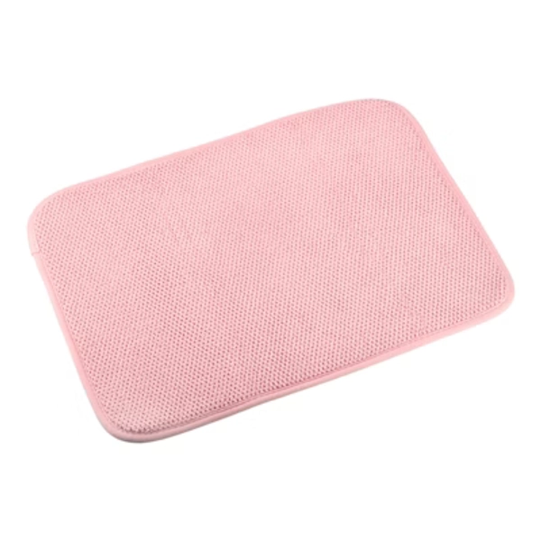 Unique Bargains Microfiber Lightweight Absorbent Double Sided Use Dish Drying Mat Pink Red 15.75" x 11.82"