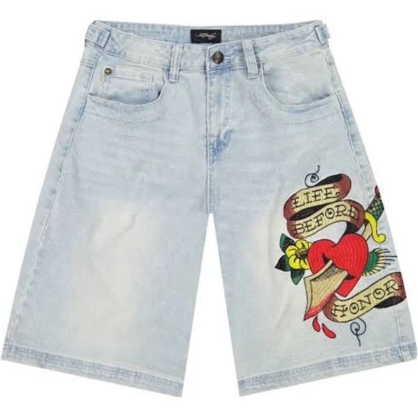 Ed Hardy Dagger Sword Denim Shorts