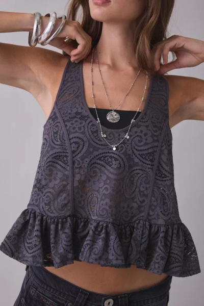 Kimchi Blue Lillie Sheer Lace Ruffle Tank Top