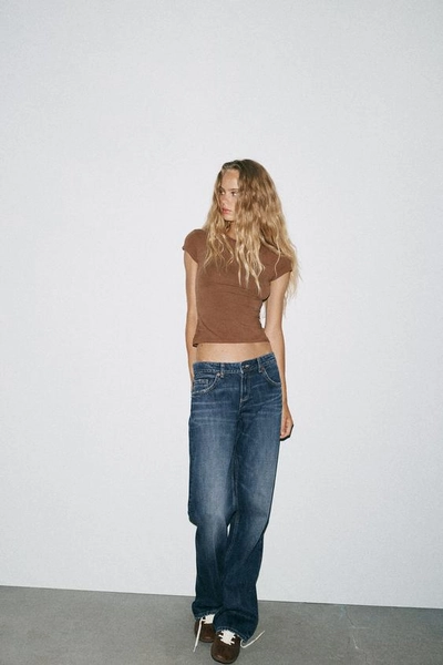 TRF JEANS WIDE LEG MIT NIEDRIGEM BUND