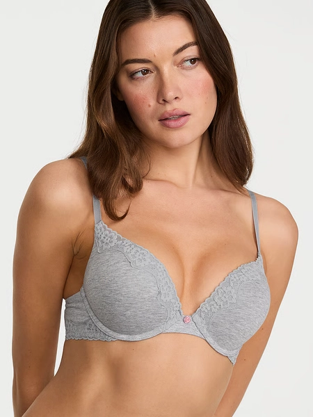 Bombshell Add-2-Cups Cotton Lace-Trim Push-Up Bra