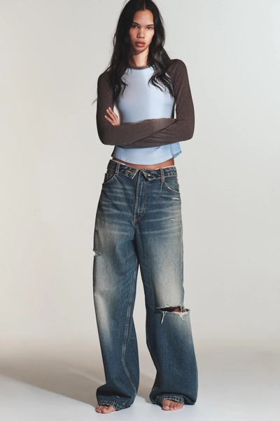 TRF MID-RISE FOLDED WAIST JEANS