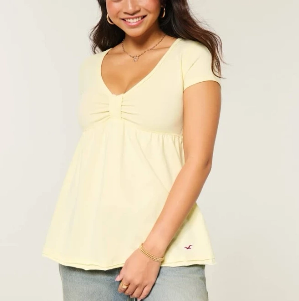 Hollister Women's Easy Short-Sleeve Babydoll Top