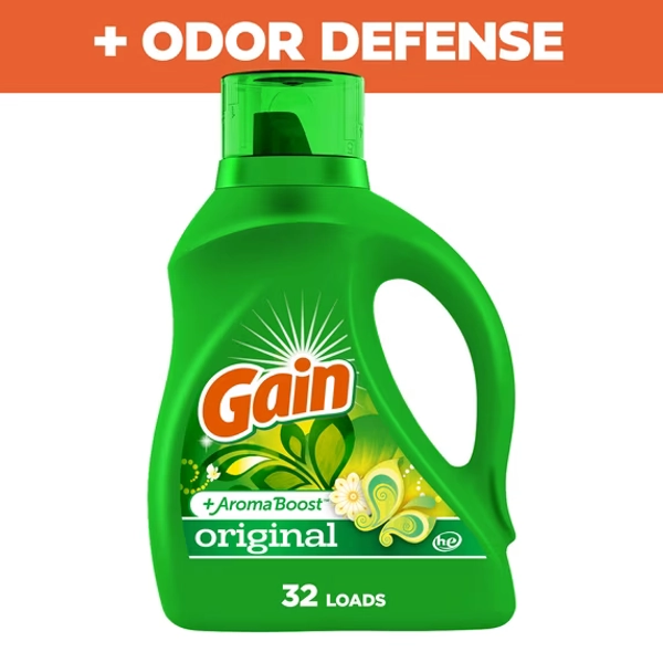 Gain Laundry Detergent Liquid with Odor Fighters, Original Scent, 46 fl oz, 32 Loads