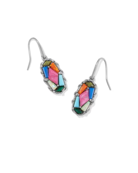 Dolly Parton x Kendra Scott Patchwork Lee Vintage Silver Drop Earrings
