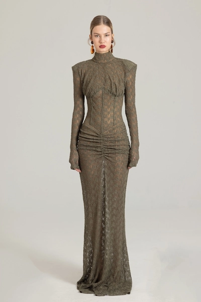 Lace Maxi Dress In Olive