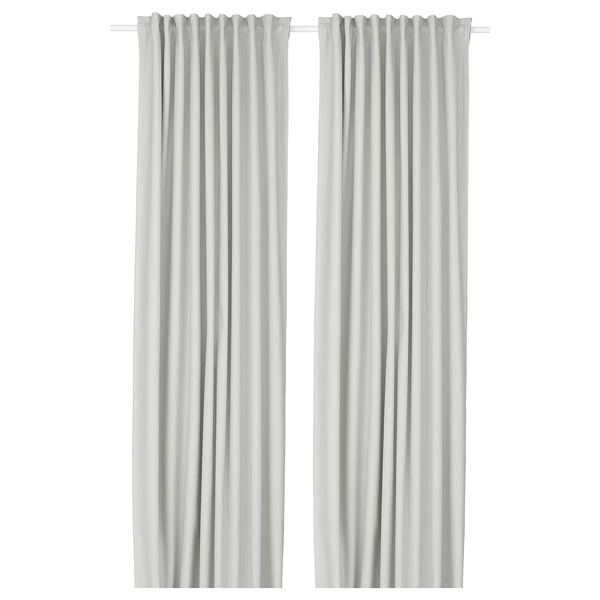 KORGMOTT Black-out curtains, 1 pair - white/with heading tape 57x118 "