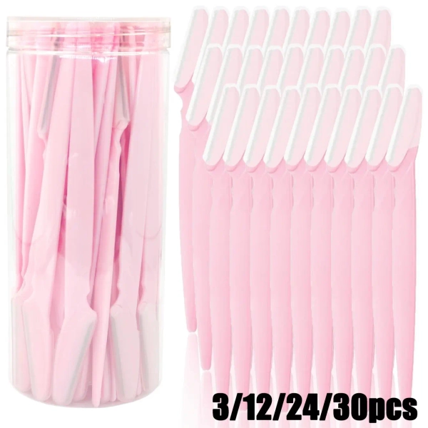 Pink Eyebrow Razor and Face Razor for Women and Men, Eyebrow Hair Trimmer and Shaver with Protective Cover, Stainless Steel, Safe and Newbie Friendly, Durable, Eyebrow Shaping Tool