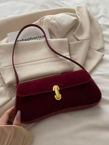 Borsa a tracolla vintage da donna con patta decorativa in finta pelle oleata, adatta per appuntamenti, uscite, feste