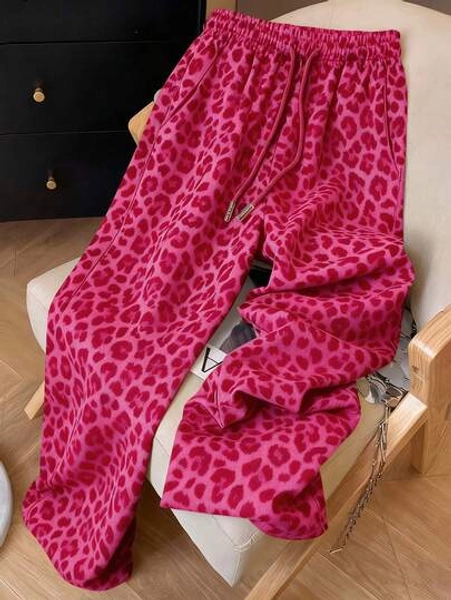 Resyla Y2K Retro American Fashion Street Chic Leopard Print Plus Size Women Sweatpants - Size 2XL