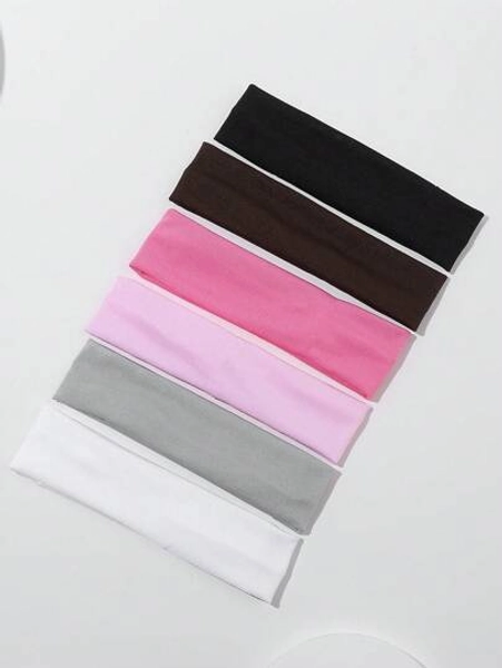 6pcs Spring & Summer Thin Sweat-Absorbent & Anti-Slip Solid Color Hairbands In Basic Colors For Daily Life And Sports Casual,Pink Accessories Headband Turban Headband Sweatband, School Stuff, College, Headbands Fall Winter Hair Band Hair Accessories For Women For Vacation Outfits Woman Elegant Scarf Women Bandanas Soft Headwrap