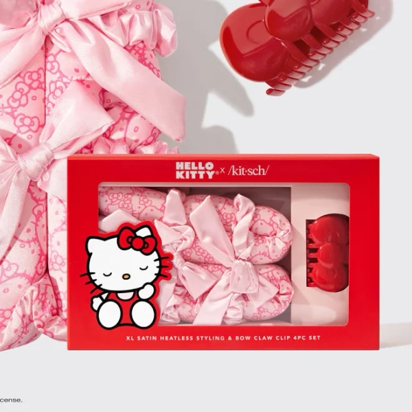 Kitsch x Hello Kitty XL Satin Heatless Styling & Bow 4pc Set
