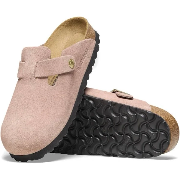 BIRKENSTOCK Boston Suede Leather Light Rose Clogs
