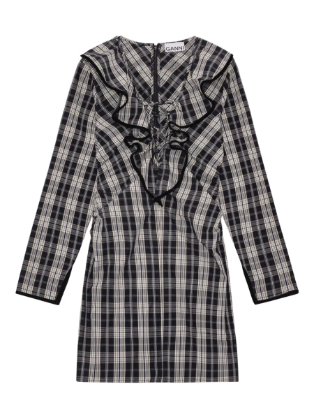 GANNI check ruffled mini dress | 32