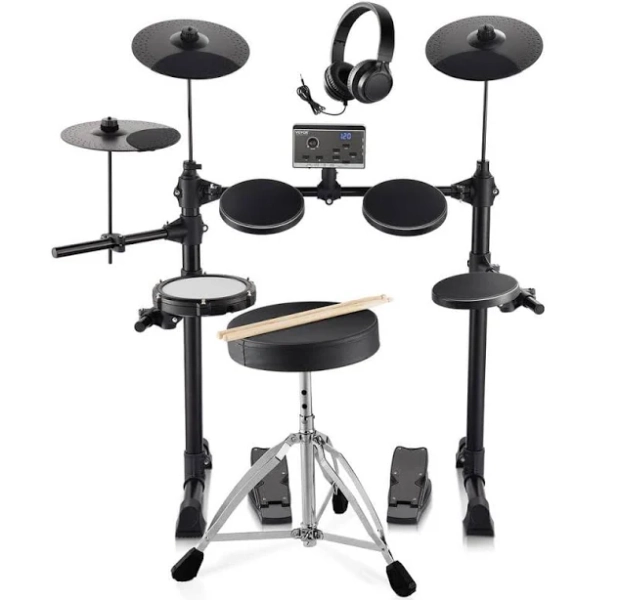 VEVOR Electric Drum Set, 15 Drum Kits & 150 Sounds Electronic Drum Kit, USB MIDI Supported 6.5 in Quiet Mesh Snare Electric Drum Set with 10 in