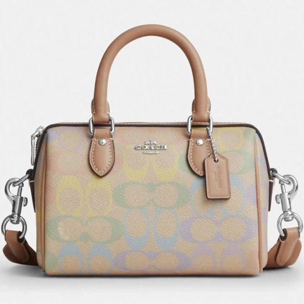 Coach Mini Rowan Crossbody Bag in Rainbow Signature Canvas