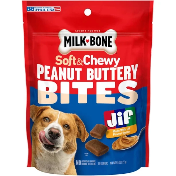 Milk Bone Peanut Buttery Bites Soft Dog Treats With Jif Peanut Butter