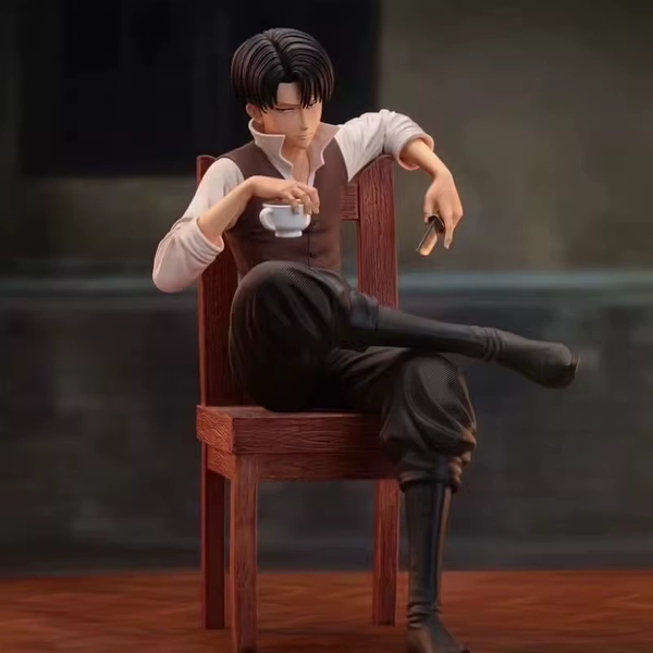 19cm Attack on Titan Anime Figures Levi Ackerman Figure Sitting Posture Model Toys Pre-sell Statue GK Figurine Ornament Gifts