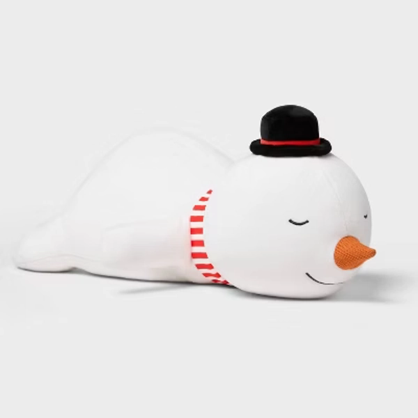 Holiday Snowman Weighted Plush Kids' Throw Pillow White - Pillowfort™
