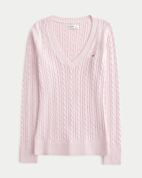 Cable-Knit Icon V-Neck Sweater