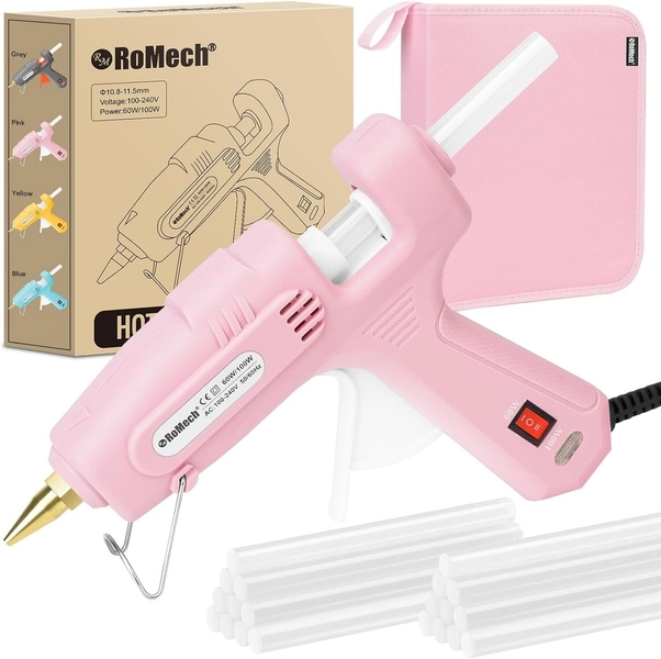 Full Size Hot Glue Gun with 60/100W Dual Power and 21 Hot Glue Sticks (7/16"), F