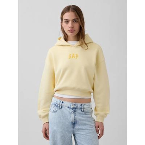VintageSoft Oversized Crop Logo Hoodie
