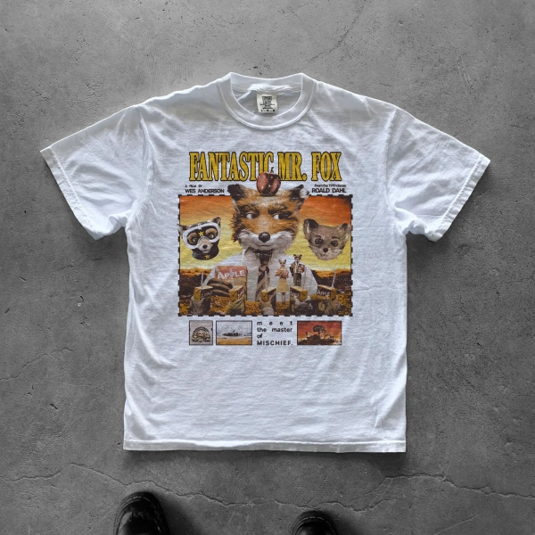 fantastic mr fox, wes anderson movie, roald dahl, mr fox, wes anderson, vintage, movie shirt, t-shirts films