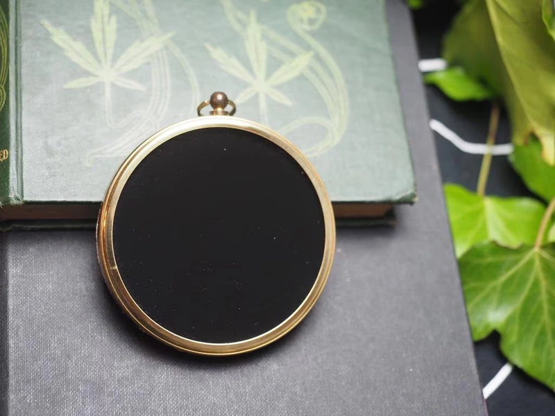 Round Black Scrying Mirror For Divination - Up-cycled, vintage - Pagan, Wicca, Witchcraft, Ritual, Magic