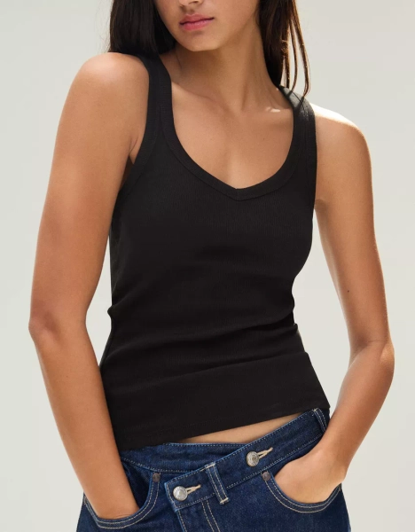 Geripptes Basic-Trägershirt