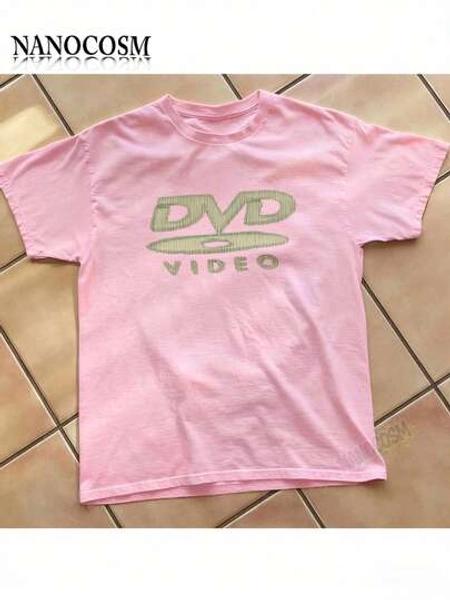 [100% Cotton] DVD Video Nostalgic Green Logo Vintage Gaming Print T-Shirt 2000s Aesthetic Retro Summer Shirt - Unisex Women & Men's Campus Daily Wear - Size 6XL