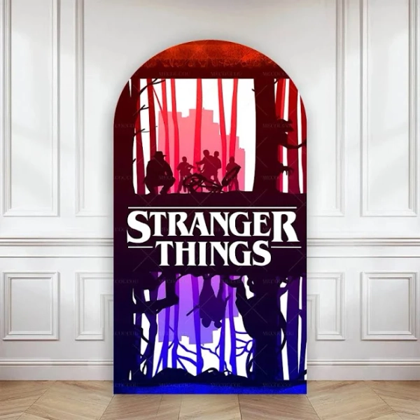 Science Fiction Horror Stranger Things Arch Backdrop Cover Kids Boys Character Movie Fans Gift Photo